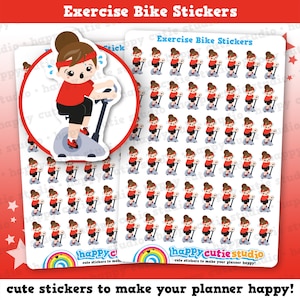 48 Cute Exercise Bike Girl Planner Stickers