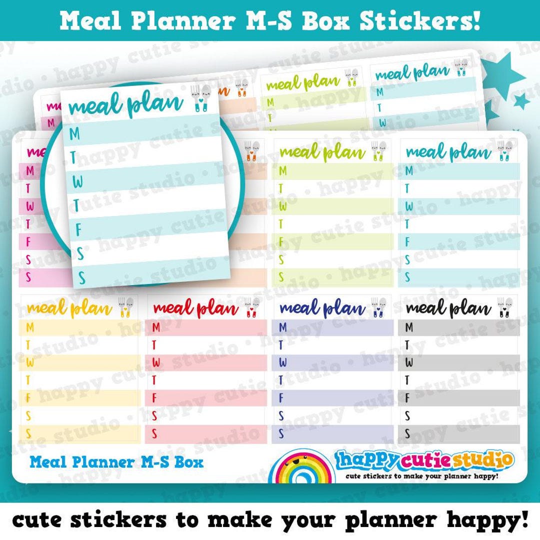 8 Cute Full Box Meal Planner/food/meal/practical Planner Stickers - Etsy