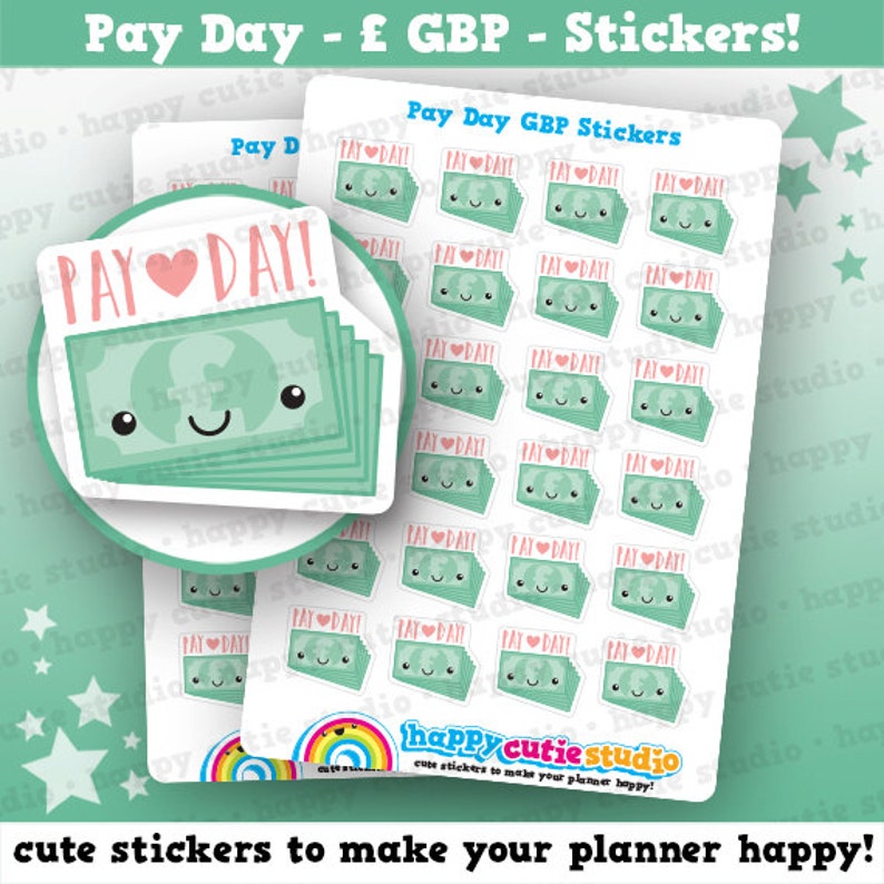 24 cute pay daypayday gbp planner stickers etsy