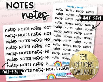 Notes Words/Functional/Foil Planner Stickers