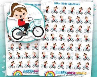 42 Cute Bike Ride Girl Planner Stickers