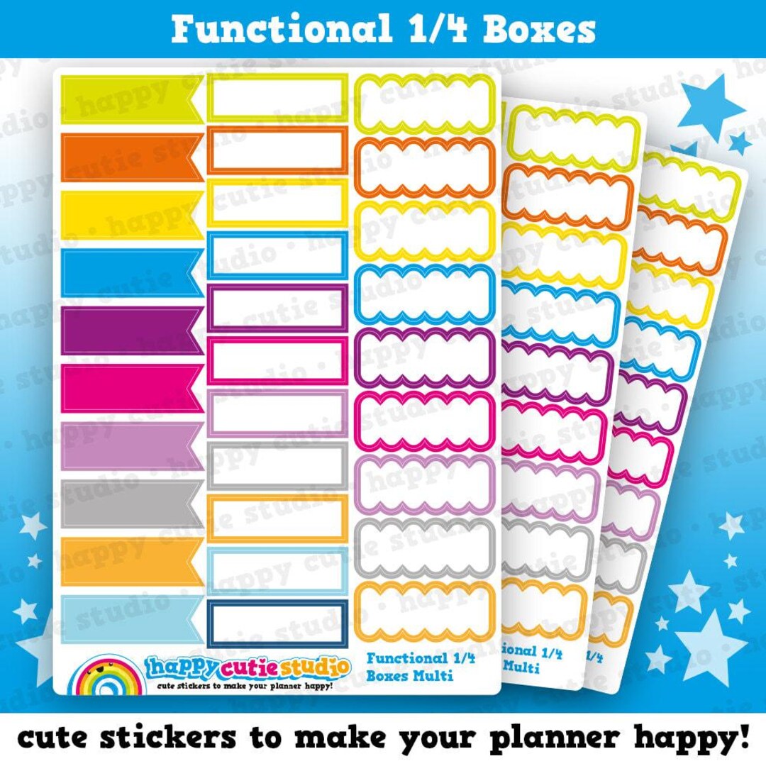 30 Cute Functional Quarter Boxes/practical Planner Stickers - Etsy