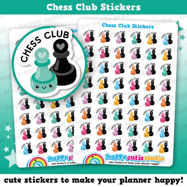 48 Cute Chess Club Planner Stickers