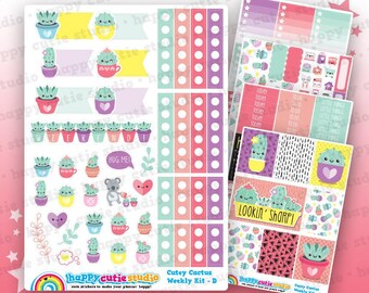 Cutey Cactus/Succulent Weekly Kit, Planner Stickers