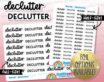 Declutter Words/Functional/Foil Planner Stickers