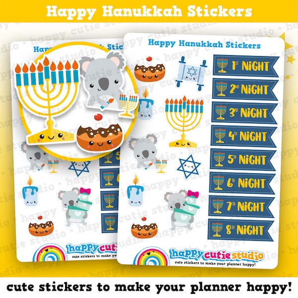 17 Cute Hanukkah Icons/Festive/Holidays Planner Stickers