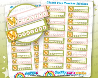 20 Cute Gluten Free Horizontal Tracker/Weekly Habit Planner Stickers