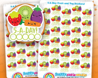 30 Cute 5-A-Day Fruit and Veg Tracker Planner Stickers