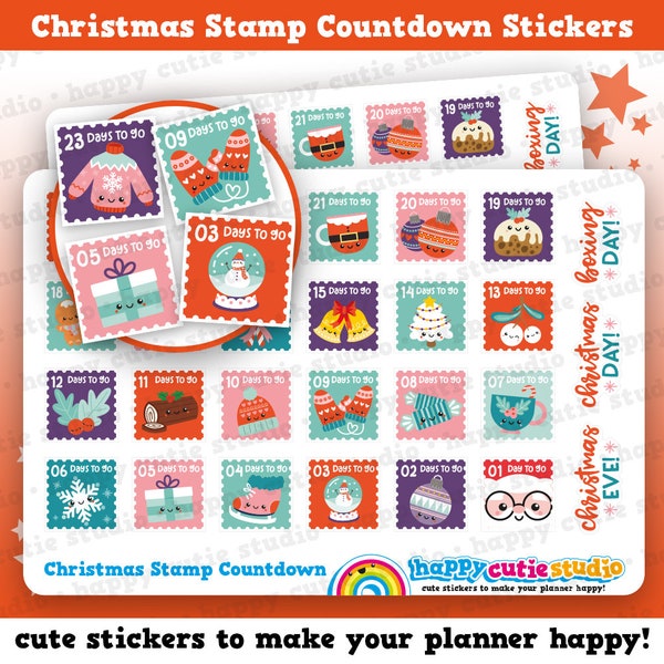 Cute Christmas Countdown Stamps/Festive/Holidays Planner Stickers