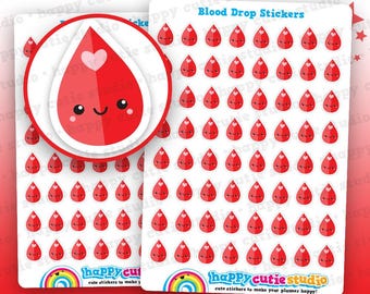 64 Cute Blood Drop/Blood Test Planner Stickers