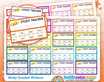 16 Cute Half Box Study Tracker/Functional/Practical Planner Stickers