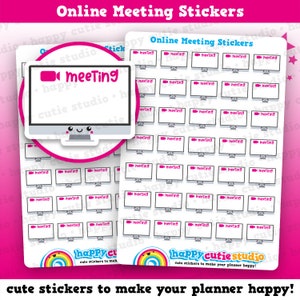 35 Cute Online Meeting/Video Chat/Video Call Planner Stickers