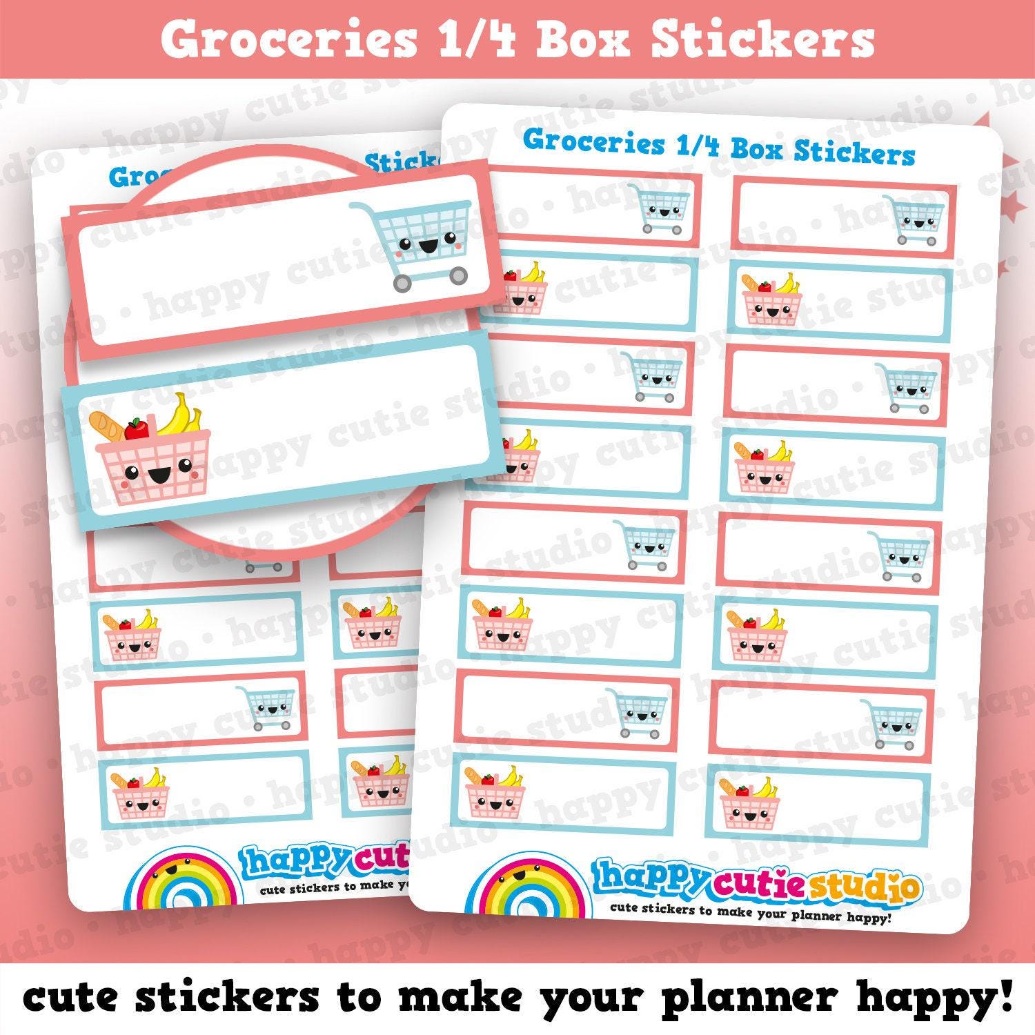 16 Cute Groceries Box/tracker/shopping/food Planner Stickers - Etsy