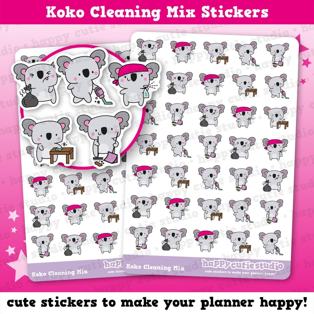 35 Cute Koko the Koala Cleaning Mix Planner Stickers - Etsy