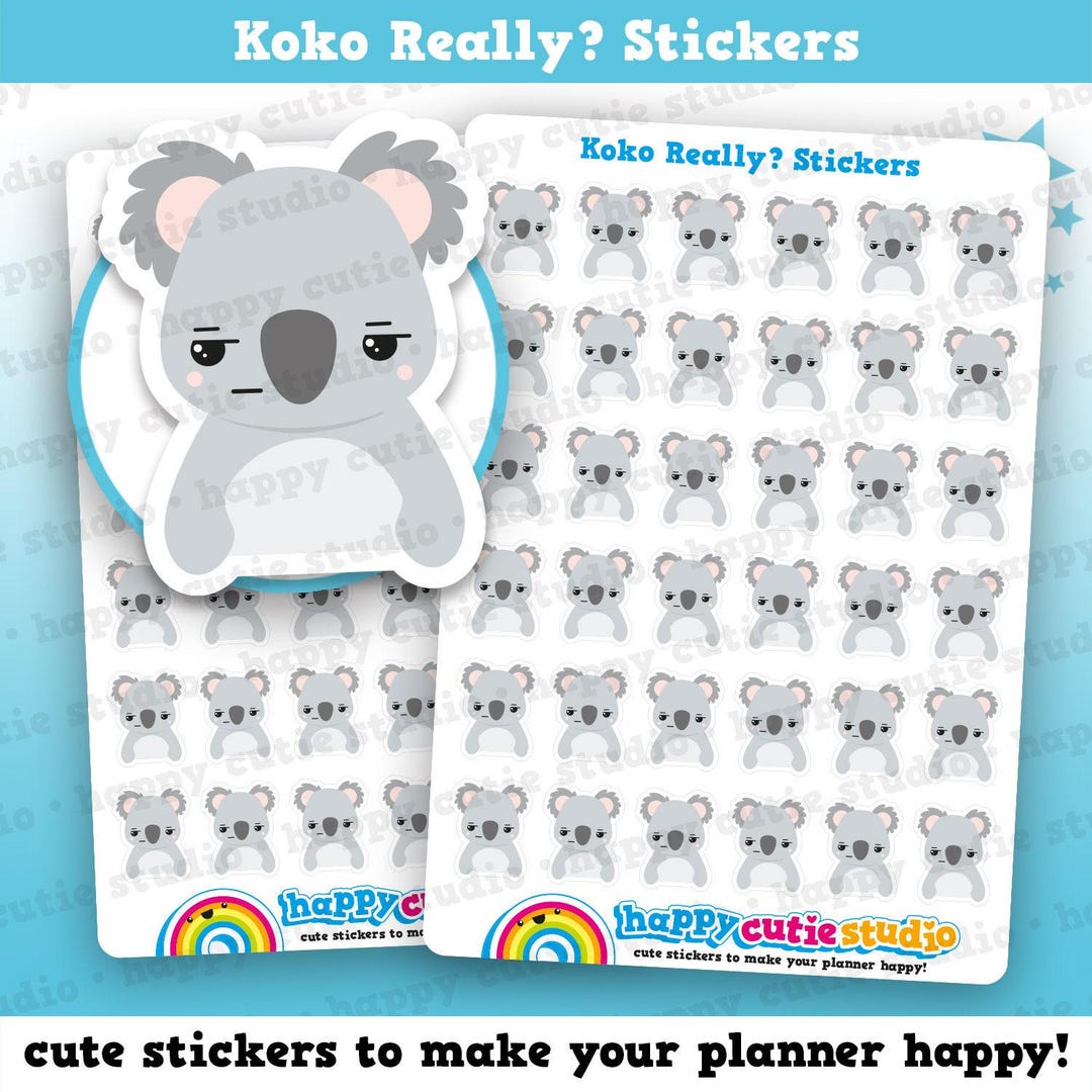 36 Cute Koko the Koala Really/unhappy/mood Planner Stickers - Etsy