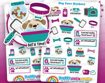 24 Cute Dog Care/Groomers/Vet/Flea Planner Stickers