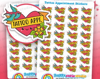 32 autocollants mignons tatouage/encre/planificateur de rendez-vous