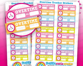 20 Cute Overtime Tracker/Reminder Planner Stickers