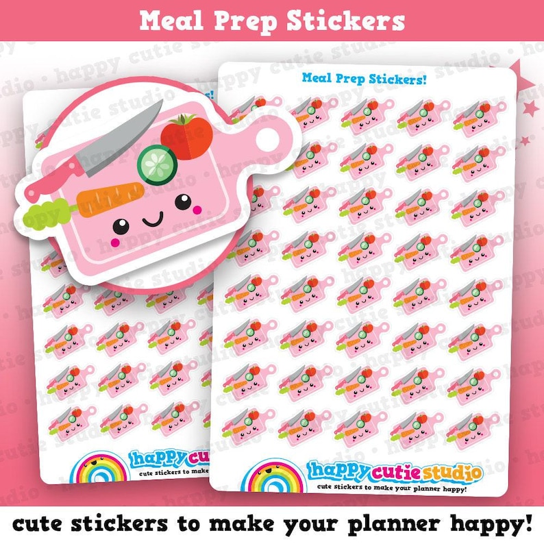 40 Cute Meal Prep/Meal Planning/Healthy Eating Planner Stickers image 1