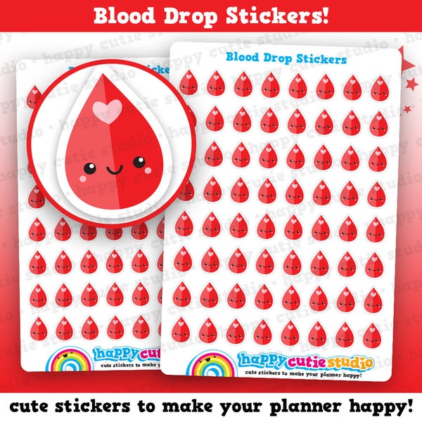 64 Cute Blood Drop / Blood Test Planner Stickers