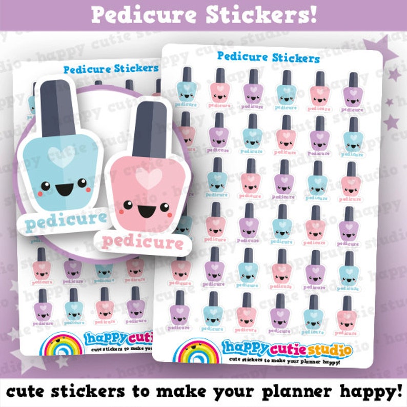 36 Cute Pedicure/nail Polish/varnish Planner Stickers Etsy