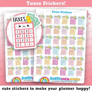 36 Cute Taxes/Calculator/Money Planner Stickers image 1