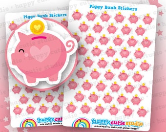 50 Cute Piggy Bank/Save/Money Planner Stickers