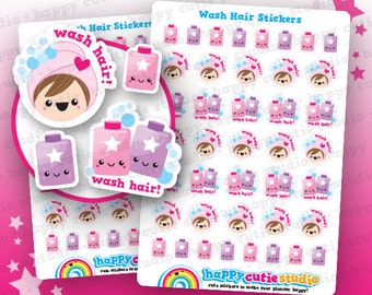 41 Cute Wash Hair/Reminder/Shampoo Planner Stickers