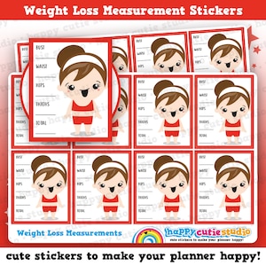 8 Cute Full Box Weight Loss Measurement/Diet/Health Planner Stickers