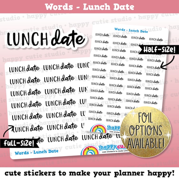 Lunch Date Words/Functional/Foil Planner Stickers