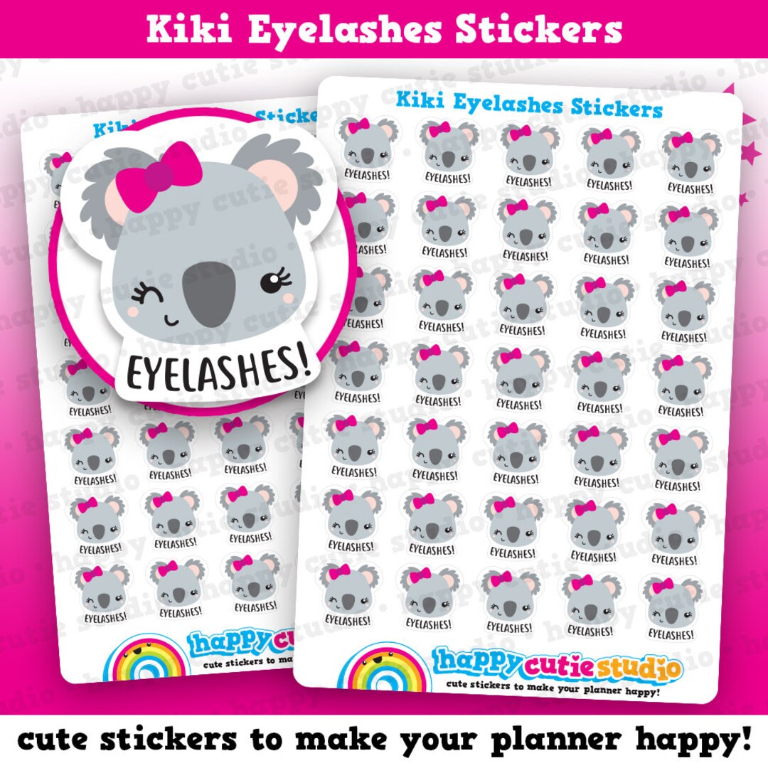 35 Cute Kiki the Koala Eyelashes/appointment Planner Stickers - Etsy