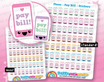 63 Cute Mobile/Cell Phone Pay Bill Reminder Planner Stickers