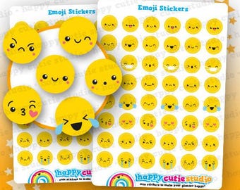 48 Cute Emoti/Emotion/Emoticon/Mood Planner Stickers