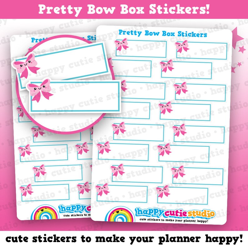 16 Cute Pretty Bow Quarter Box Planner Stickers - Etsy