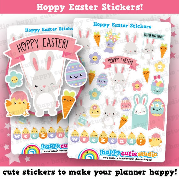 Aufkleber - Etiketten - Papier - Folie - Ostern - Hase - Vintage