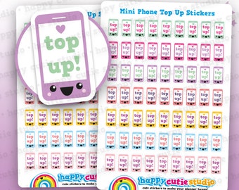 63 Cute MINI Mobile/Cell Phone Top Up Reminder Planner Stickers