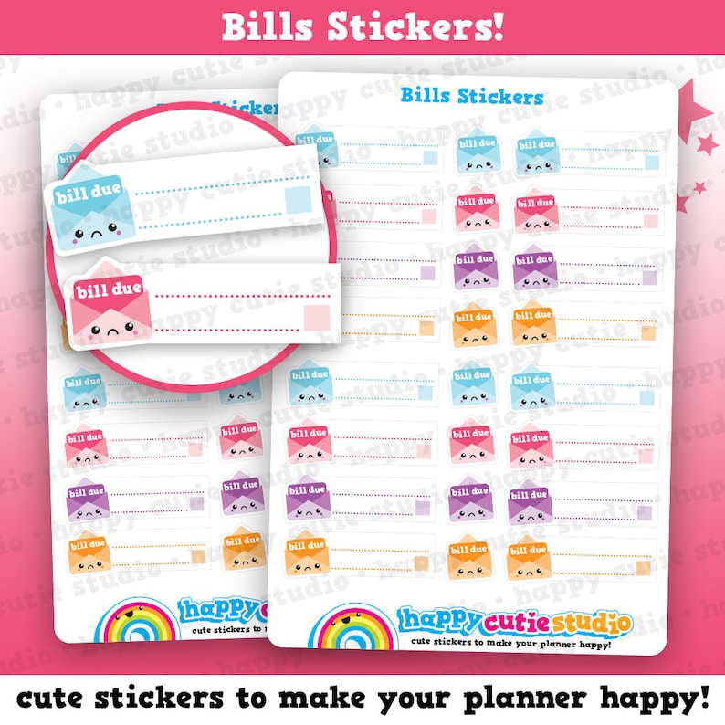 16 Cute Bill Due/pay Bill/ Bill Reminder Planner Stickers Etsy UK