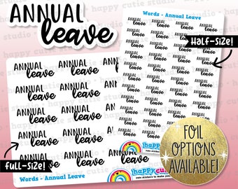 Annual Leave Words/Functional/Planner Stickers