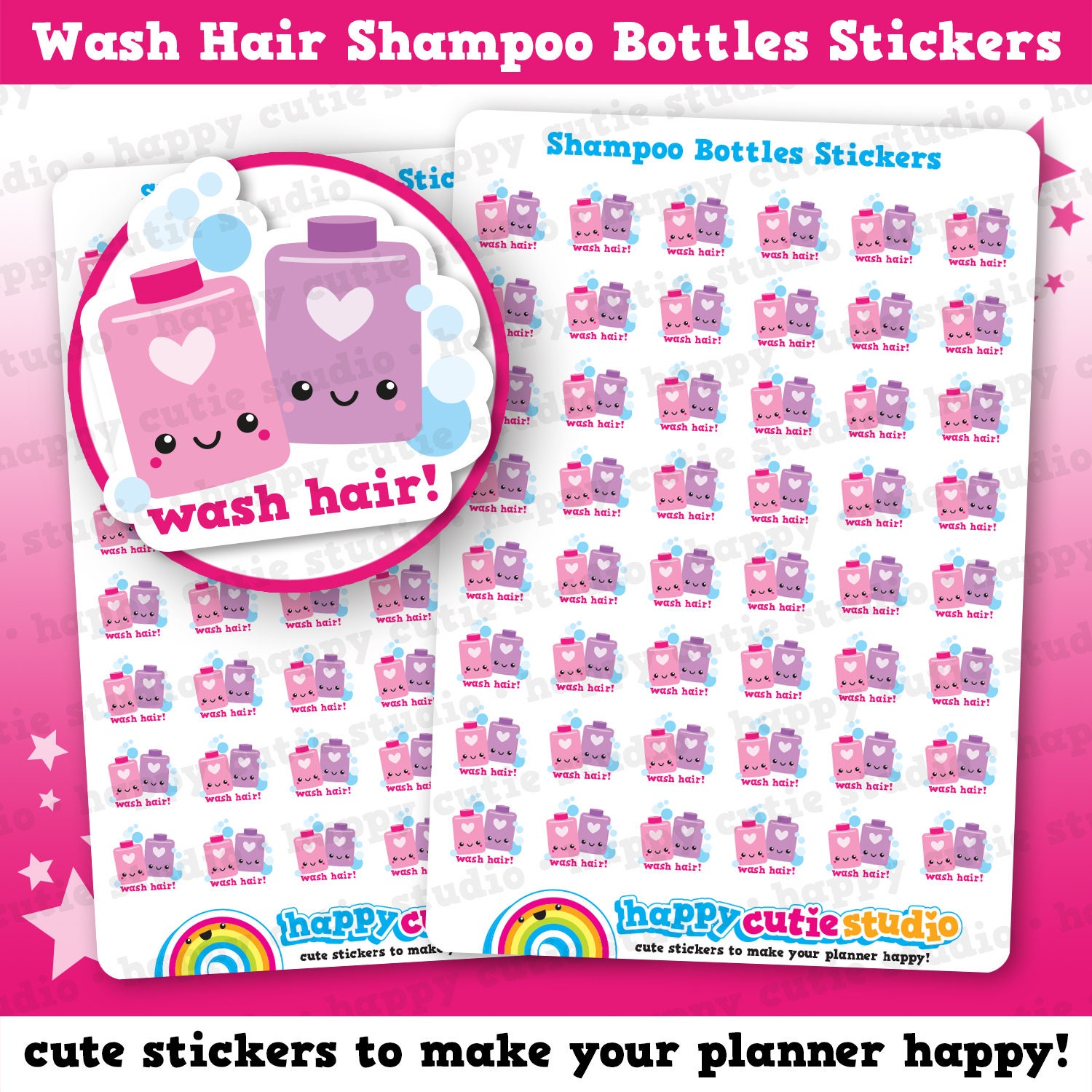 Shampoo Add Sticker 48 Cute Shampoo Bottle/wash Hair/reminder Planner Stickers - Etsy