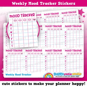 8 Cute Full Box Weekly Mood Tracker Planner Stickers