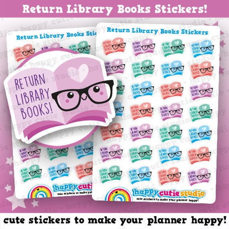 28 Cute Return Library Books/reading Planner Stickers Etsy