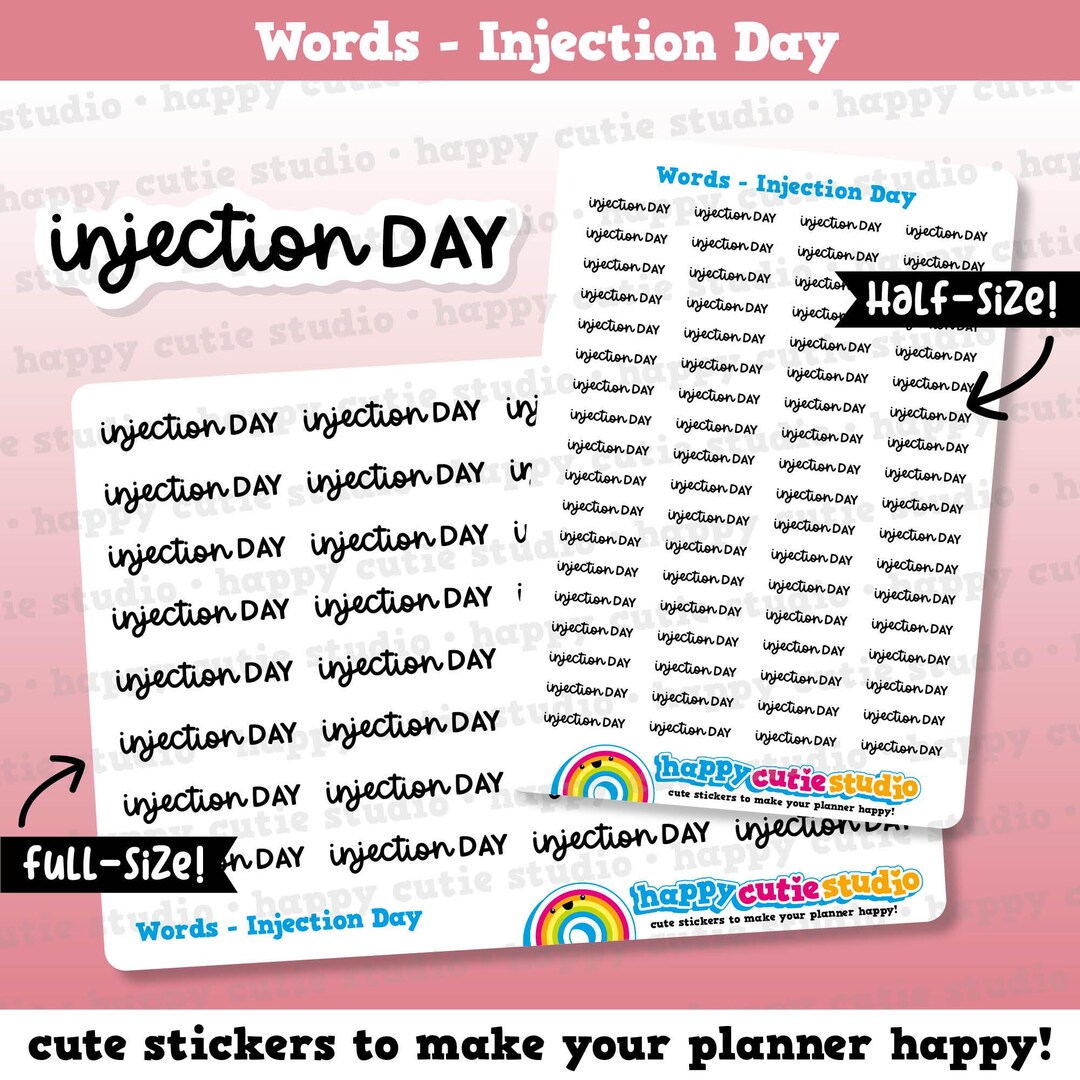 Word Injected Injection Day Words/functional/planner Stickers - Etsy
