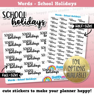 School Holidays Words/Functional Planner Stickers