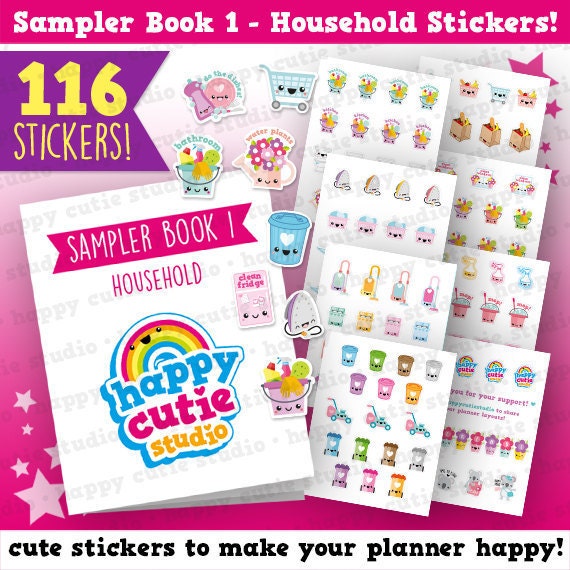 sampler book 1 household chores planner stickers filofax etsy