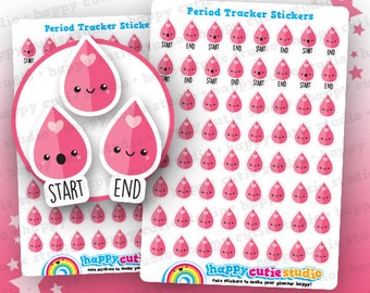 64 Cute Period Tracker Planner Stickers