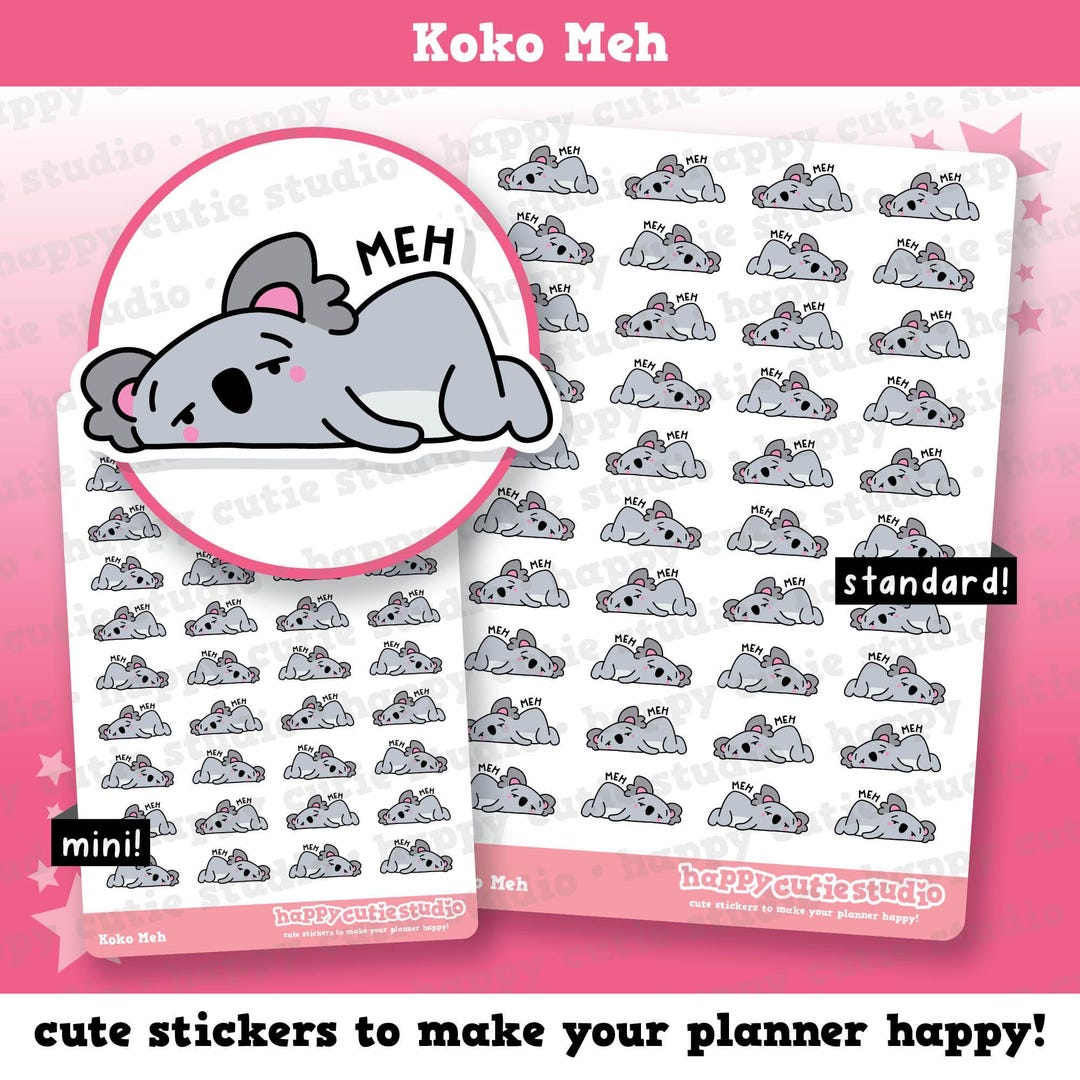 40 Cute Koko the Koala 'meh' Planner Stickers - Etsy