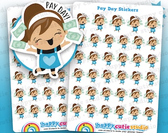 35 Cute Pay Day/Payday/Money Girl Planner Stickers