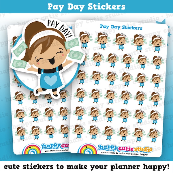 35 Cute Pay Day/Payday/Money Girl Planner Stickers