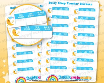 Sleep Tracker Stickers for Planner, Daily Sleep Log Boxes