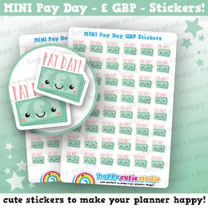 48 Cute MINI Pay Day/Payday GBP Planner Stickers